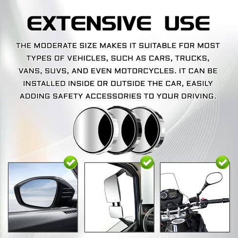 Blind Spot Mirrors 2 Pack, Suction Cup Car Convex Blind Spot Mirror, 360° Wide Angle HD Car Side View Blindspot Mirror, Automotive Exterior Accessories Rear View Mirror for Car SUV Truck (White) in Saudi Arabia