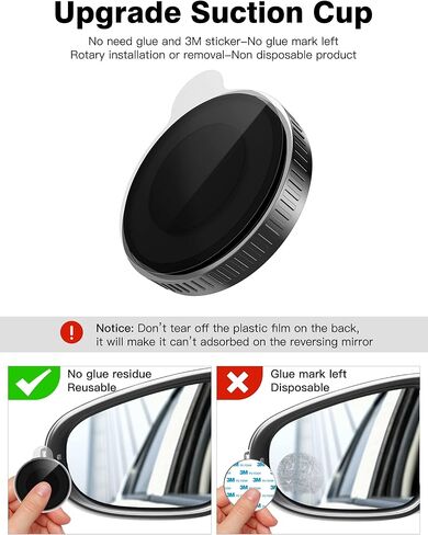 مرايا النقطة العمياء 2 حزمة، 2 بوصة مرآة سيارة صغيرة مستديرة العمياء 360 دوران قابلة للتعديل مقاومة للماء HD زجاج محدب مرآة الرؤية الخلفية لا يوجد كأس شفط لاصق مرآة جانبية للسيارة لشاحنة سيارات الدفع الرباعي in Kuwait