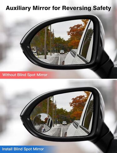 مرايا النقطة العمياء 2 حزمة، 2 بوصة مرآة سيارة صغيرة مستديرة العمياء 360 دوران قابلة للتعديل مقاومة للماء HD زجاج محدب مرآة الرؤية الخلفية لا يوجد كأس شفط لاصق مرآة جانبية للسيارة لشاحنة سيارات الدفع الرباعي in Kuwait