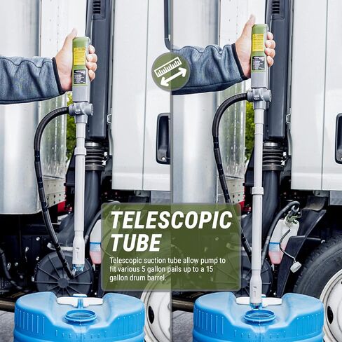 TERA PUMP 2.85 GPM Drum Pump USB Rechargeable Barrel Pump Extra Long Discharge Hose For E15, E85, DEF, Kerosene, Gasoline, Diesel, Light Oils, Detergents in Saudi Arabia