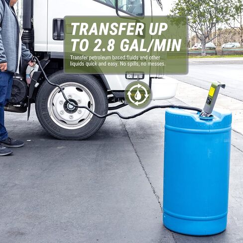 TERA PUMP 2.85 GPM Drum Pump USB Rechargeable Barrel Pump Extra Long Discharge Hose For E15, E85, DEF, Kerosene, Gasoline, Diesel, Light Oils, Detergents in Saudi Arabia