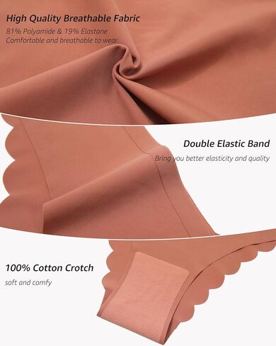LEVAO Women Seamless Hipster Cheeky Bikini No Show Underwear Sexy Stretch V-Waist Hipster Wavy Sides Invisible Panties 5 Pack in Saudi Arabia