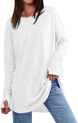 AUTOMET Womens Long Sleeve Shirts Crew Neck Casual Tshirts Fall Fashion Tops Loose Fit Lightweight Y2k Outfits Clothes in Saudi Arabia