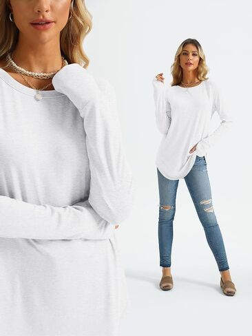 AUTOMET Womens Long Sleeve Shirts Crew Neck Casual Tshirts Fall Fashion Tops Loose Fit Lightweight Y2k Outfits Clothes in Saudi Arabia