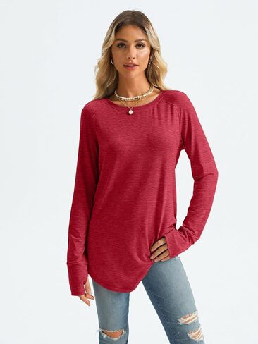 AUTOMET Womens Long Sleeve Shirts Crew Neck Casual Tshirts Fall Fashion Tops Loose Fit Lightweight Y2k Outfits Clothes in Saudi Arabia
