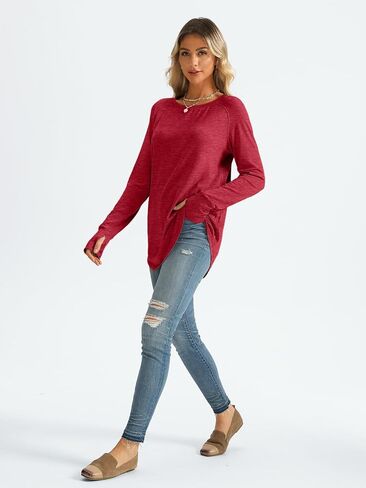 AUTOMET Womens Long Sleeve Shirts Crew Neck Casual Tshirts Fall Fashion Tops Loose Fit Lightweight Y2k Outfits Clothes in Saudi Arabia