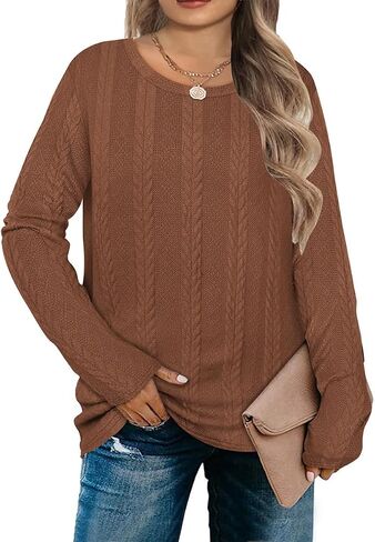 RITERA Plus Size Womens Tops Cable Knit Sweaters Casual Long Sleeve Lightweight Pullover Sweater Tops XL-5XL in Saudi Arabia