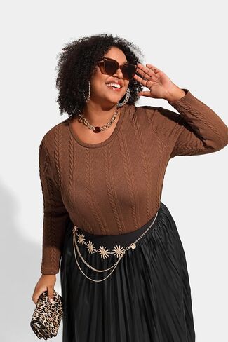 RITERA Plus Size Womens Tops Cable Knit Sweaters Casual Long Sleeve Lightweight Pullover Sweater Tops XL-5XL in Saudi Arabia