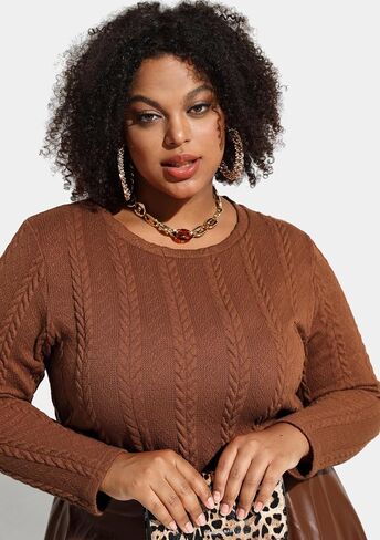 RITERA Plus Size Womens Tops Cable Knit Sweaters Casual Long Sleeve Lightweight Pullover Sweater Tops XL-5XL in Saudi Arabia