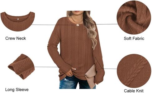 RITERA Plus Size Womens Tops Cable Knit Sweaters Casual Long Sleeve Lightweight Pullover Sweater Tops XL-5XL in Saudi Arabia