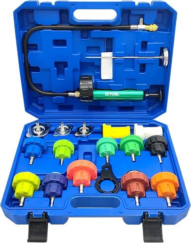 ZKTOOL 18PC Cooling System Pressure Tester Kit, Radiator Pump Pressure Tester Kit with Hand Pump, Radiator Adapters, Universal for Various Vehicle Models in Saudi Arabia