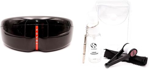 Prada Sport Gloss Black Large Sunglass Eyeglass Case + Bundle with eSHADES Luxury Eyewear Kit in Saudi Arabia