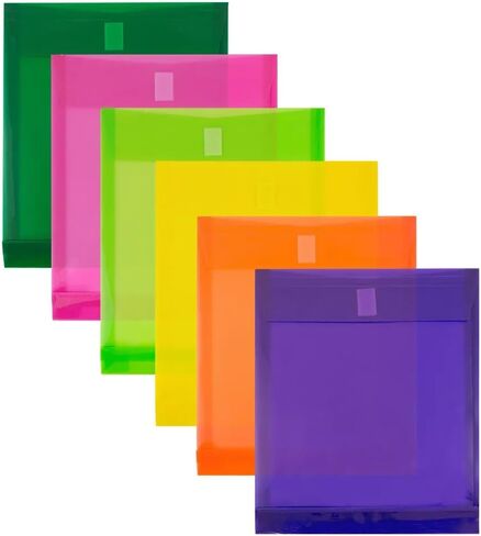 مظاريف توسيع بلاستيكية من JAM PAPER مع إغلاق بخطاف وحلقة - نهاية مفتوحة للحروف - 9 3/4 × 11 3/4 مع توسيع 1 بوصة - أخضر ليموني - 12/عبوة in Saudi Arabia