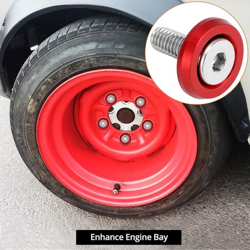QWORK Red Aluminum Alloy Fender Washer and Stainless Steel Bolt Set - M6x20MM 20-Piece- CNC Billet Anodized Finish Ideal for Vehicles’ Fenders, Bumpers, and Engine Bay in Saudi Arabia