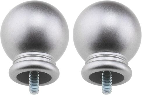 خلق فكرة 2PCS الفضة جولة قضيب الستارة النهاية الستارة القطب الكرة نهاية M5 موضوع قطر استبدال قبعات نهاية الرأس الزخرفية للمنزل مكتب 5/8 بوصة قضيب الستارة in Saudi Arabia