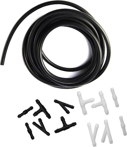 12 PCS Car Windshield Washer Hose, 13.12Ft Rubber Connected Water Pump Nozzle with Y/I/T Connector Hose, Universal Car Replacement Cleaning Accessory, Suitable for Most Car Models (Black) in Saudi Arabia