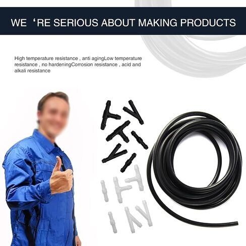 12 PCS Car Windshield Washer Hose, 13.12Ft Rubber Connected Water Pump Nozzle with Y/I/T Connector Hose, Universal Car Replacement Cleaning Accessory, Suitable for Most Car Models (Black) in Saudi Arabia