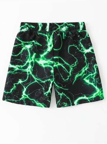 Milumia Boy's Lightning Print Drawstring Waist Straight Leg Swims Trunks Beach Bathing Shorts in Saudi Arabia