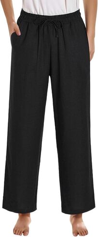 Latuza Women's Petite Length Linen Pants Wide Leg Lounge Pants in Saudi Arabia