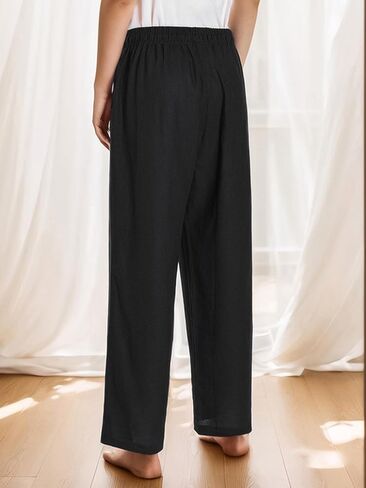 Latuza Women's Petite Length Linen Pants Wide Leg Lounge Pants in Saudi Arabia