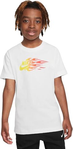 تي شيرت Nike Sportswear Flame للأولاد (الولايات المتحدة، Alpha، X-Large، عادي، أبيض) in Saudi Arabia