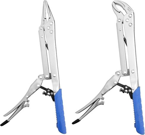 Extended Pliers Sets 12", Auto-adjustable Long Reach Locking Nose Pliers with Non-Slip Handles, (45 Degree Corner And 90 Degree Corner), 2pcs in Saudi Arabia