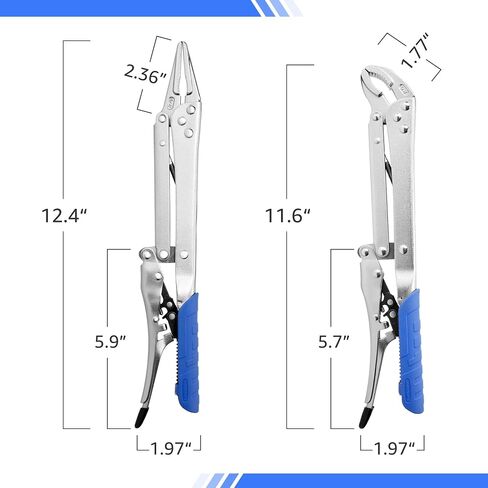 Extended Pliers Sets 12", Auto-adjustable Long Reach Locking Nose Pliers with Non-Slip Handles, (45 Degree Corner And 90 Degree Corner), 2pcs in Saudi Arabia