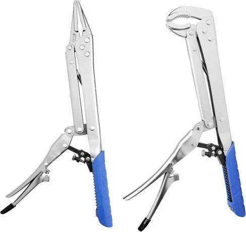 Extended Pliers Sets 12", Auto-adjustable Long Reach Locking Nose Pliers with Non-Slip Handles, (45 Degree Corner And 90 Degree Corner), 2pcs in Saudi Arabia
