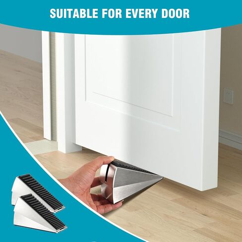 2-Pack Heavy-Duty Door Stopper, Adjustable Height, Non-Slip Door Wedge, Durable Stainless Steel & Waterproof, Ideal for Metal Doors, Warehouses, Homes & Businesses in Saudi Arabia