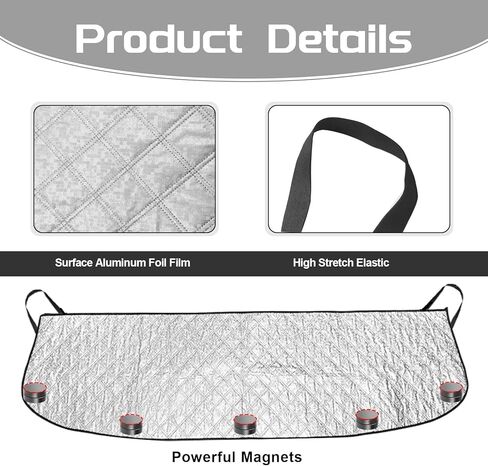 غطاء أمامي فضي للسيارة، حماية من الأوراق المتساقطة، الغبار، غطاء شمسي مقاوم للرياح ومقاوم للماء لجميع المواسم، شريط مطاطي + امتصاص، عالمي لمعظم السيارات وسيارات الدفع الرباعي (66.9 بوصة × 17.7 بوصة) in Kuwait