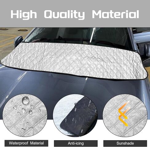 غطاء أمامي فضي للسيارة، حماية من الأوراق المتساقطة، الغبار، غطاء شمسي مقاوم للرياح ومقاوم للماء لجميع المواسم، شريط مطاطي + امتصاص، عالمي لمعظم السيارات وسيارات الدفع الرباعي (66.9 بوصة × 17.7 بوصة) in Kuwait