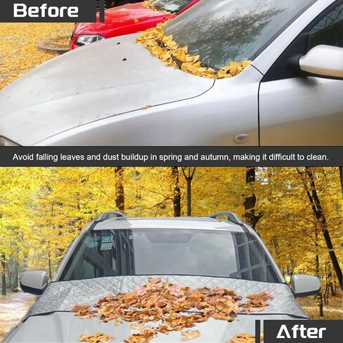 غطاء أمامي فضي للسيارة، حماية من الأوراق المتساقطة، الغبار، غطاء شمسي مقاوم للرياح ومقاوم للماء لجميع المواسم، شريط مطاطي + امتصاص، عالمي لمعظم السيارات وسيارات الدفع الرباعي (66.9 بوصة × 17.7 بوصة) in Kuwait