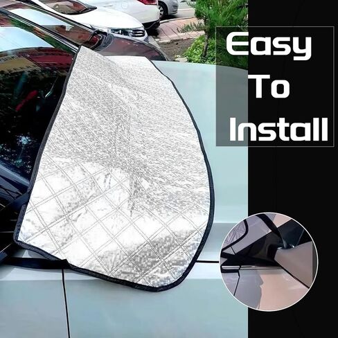 غطاء أمامي فضي للسيارة، حماية من الأوراق المتساقطة، الغبار، غطاء شمسي مقاوم للرياح ومقاوم للماء لجميع المواسم، شريط مطاطي + امتصاص، عالمي لمعظم السيارات وسيارات الدفع الرباعي (66.9 بوصة × 17.7 بوصة) in Kuwait