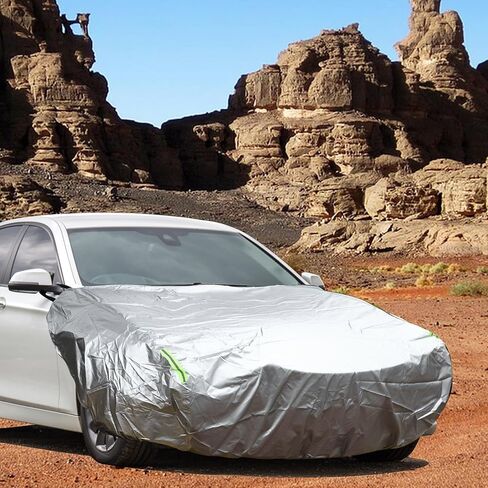 Front Half Car Cover Waterproof 220x160cm Outdoor Half Cover for Car 210D Silver Tone in Saudi Arabia
