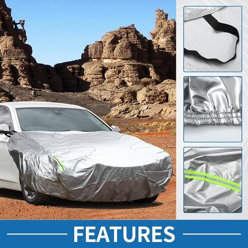 Front Half Car Cover Waterproof 220x160cm Outdoor Half Cover for Car 210D Silver Tone in Saudi Arabia