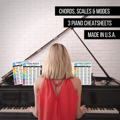 ملصق iVIDEOSONGS لأوتار البيانو (24 بوصة × 36 بوصة) و3 مخططات للأوتار والمقاييس والأوضاع (8.5 بوصة × 11 بوصة) • مخططات جدارية موسيقية للمعلمين والطلاب • تتضمن 150 برنامجًا تعليميًا مجانيًا للموسيقى in Kuwait
