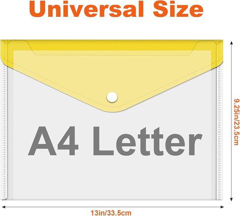 36pcs Plastic Envelopes for Documents,A4+ Clear Plastic Envelopes with Snap Closure,Letter Size A4 File Envelopes,Colorful Flaps Clear Document Pouch,Plastic File Folders for Office,School,Home in Saudi Arabia