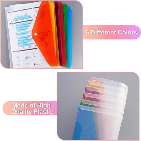 36pcs Plastic Envelopes for Documents,A4+ Clear Plastic Envelopes with Snap Closure,Letter Size A4 File Envelopes,Colorful Flaps Clear Document Pouch,Plastic File Folders for Office,School,Home in Saudi Arabia
