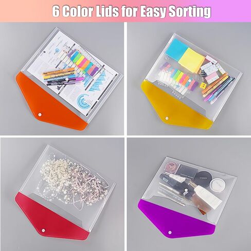 36pcs Plastic Envelopes for Documents,A4+ Clear Plastic Envelopes with Snap Closure,Letter Size A4 File Envelopes,Colorful Flaps Clear Document Pouch,Plastic File Folders for Office,School,Home in Saudi Arabia