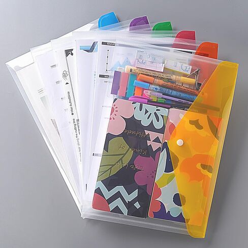 36pcs Plastic Envelopes for Documents,A4+ Clear Plastic Envelopes with Snap Closure,Letter Size A4 File Envelopes,Colorful Flaps Clear Document Pouch,Plastic File Folders for Office,School,Home in Saudi Arabia