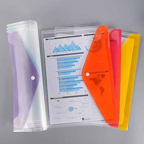 36pcs Plastic Envelopes for Documents,A4+ Clear Plastic Envelopes with Snap Closure,Letter Size A4 File Envelopes,Colorful Flaps Clear Document Pouch,Plastic File Folders for Office,School,Home in Saudi Arabia