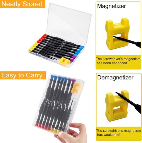 18PCS Mini Precision Screwdriver Set With Case, Lengnoyp Magnetic Small Flathead Phillips Pentalobe Torx Star Screwdriver Set Kit and Tweezers for Repairing Computer Eyeglass Phone Watch in Saudi Arabia