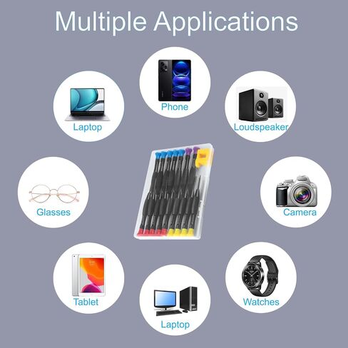 18PCS Mini Precision Screwdriver Set With Case, Lengnoyp Magnetic Small Flathead Phillips Pentalobe Torx Star Screwdriver Set Kit and Tweezers for Repairing Computer Eyeglass Phone Watch in Saudi Arabia
