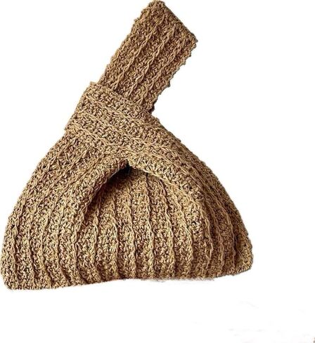 The Raffia Knot Bag, Raffia Wristlet, Crochet Summer Wrist Bag, Vacation Handbag, Crochet Raffia Handbag, Beach Handbag, Crochet Knot Bag, Beige in Saudi Arabia