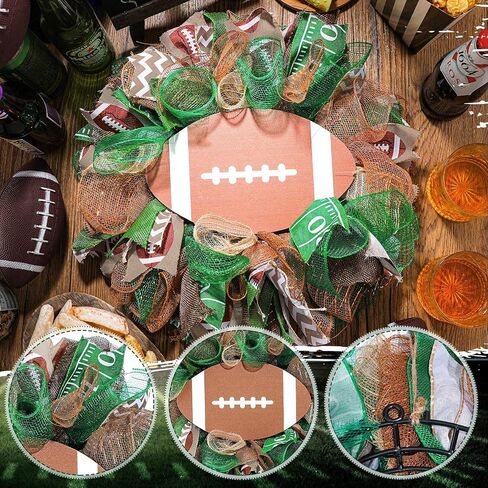 Football Door Wreath Football Front Door Wreath Game Day Wreath Sport Theme Door Decoration Green Fabric Linen Wreath for Football Birthday Football Tailgate Party Decorations in Saudi Arabia