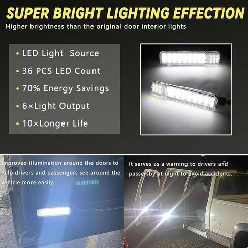 LED Door Interior Lights Door Panel Courtesy Warning Light Lamp Kit Compatible with Silverado/Sierra C/K 1500 2500 3500 Avalanche Yukon Suburban Cadillac Hum-mer H2 Tahoe (Red and White, 2pcs) in Saudi Arabia