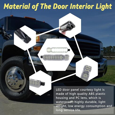LED Door Interior Lights Door Panel Courtesy Warning Light Lamp Kit Compatible with Silverado/Sierra C/K 1500 2500 3500 Avalanche Yukon Suburban Cadillac Hum-mer H2 Tahoe (Red and White, 2pcs) in Saudi Arabia