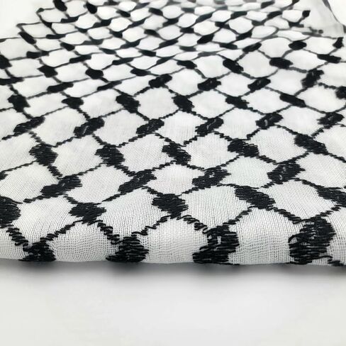 الخاني وشاح عربي فاخر 100% فلسطين شماغ كوفية 47 بوصة × 47 بوصة وشاح عربي مصنوع لفلسطين أبيض وأسود in Saudi Arabia