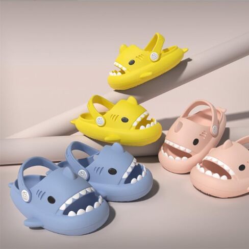 allgala Shark Slides Slippers with Backtrap Non-Slip Novelty Open Toe Sandals for Boys Girl Indoor & Outdoor Comfy Cushioned Thick Sole Cute Cartoon Shower Cloud Slippers Beach Pool Shoes in Kuwait