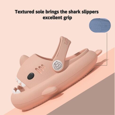 allgala Shark Slides Slippers with Backtrap Non-Slip Novelty Open Toe Sandals for Boys Girl Indoor & Outdoor Comfy Cushioned Thick Sole Cute Cartoon Shower Cloud Slippers Beach Pool Shoes in Kuwait